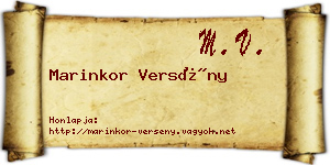 Marinkor Versény névjegykártya